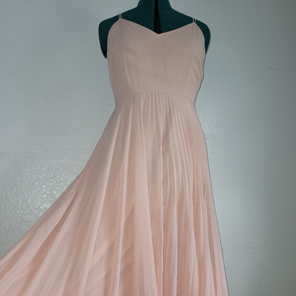 ASOS V-Neckline Peach Maxi Pleaded Cami Maxi Dress Size 8 - Picture 3 of 11